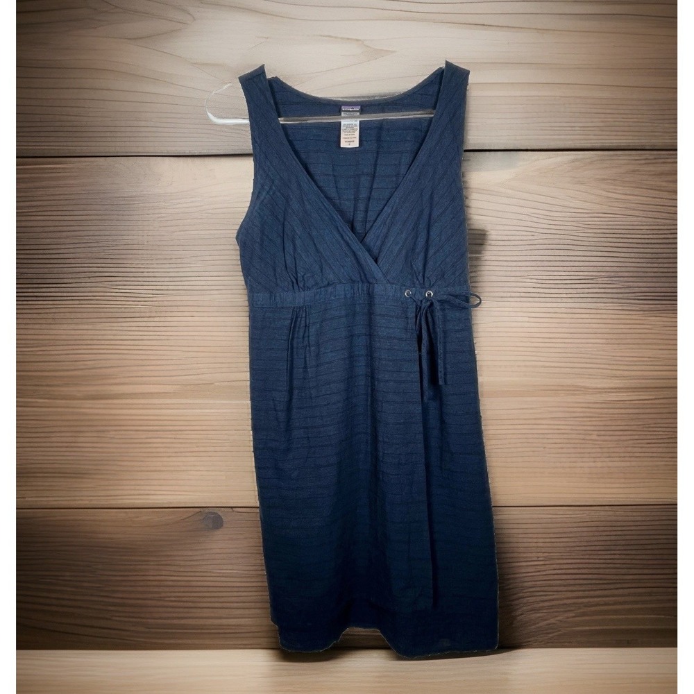 PATAGONIA Dress Womens Sz 6 Blue Island Hemp Crossover Organic Cotton Sleeveless